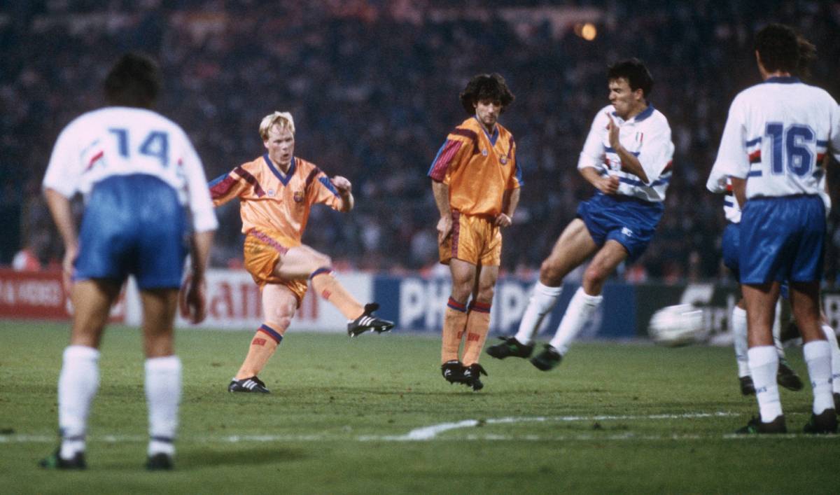 Bakero en el gol de Koeman de la final de la Copa de Europa de 1992 (Foto: Cordon Press)