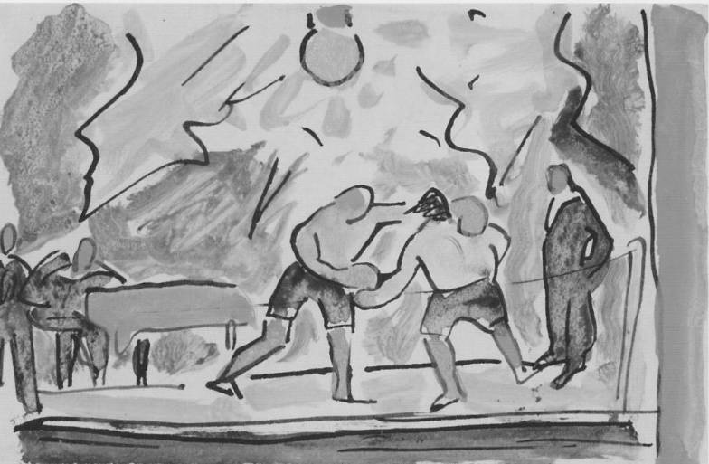 Boxer in the ring (1910) de Max Pechstein, obra expresionista