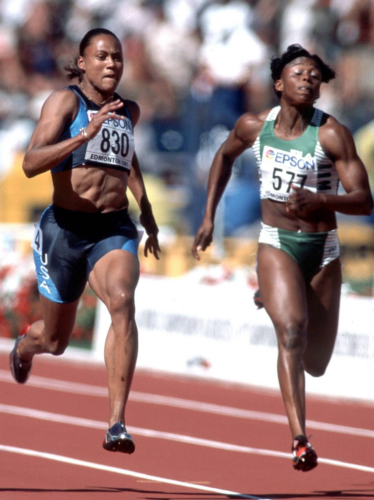 Marion Jones: «Cuando me metieron en la cárcel por dopaje, lo más duro fue pensar que un día mis hijos sabrían la verdad» 4 Marion Jones en los Mundiales de atletismo de 2001 (Foto: Cordon Press)