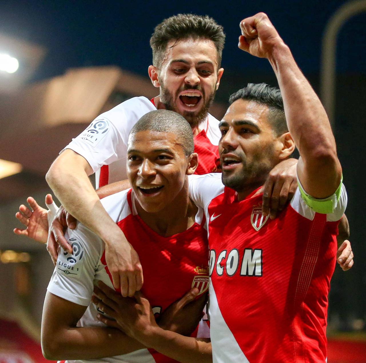 Mbappe, Falcao y Bernardo Silva, en el Mónaco (Foto: Cordon Press)