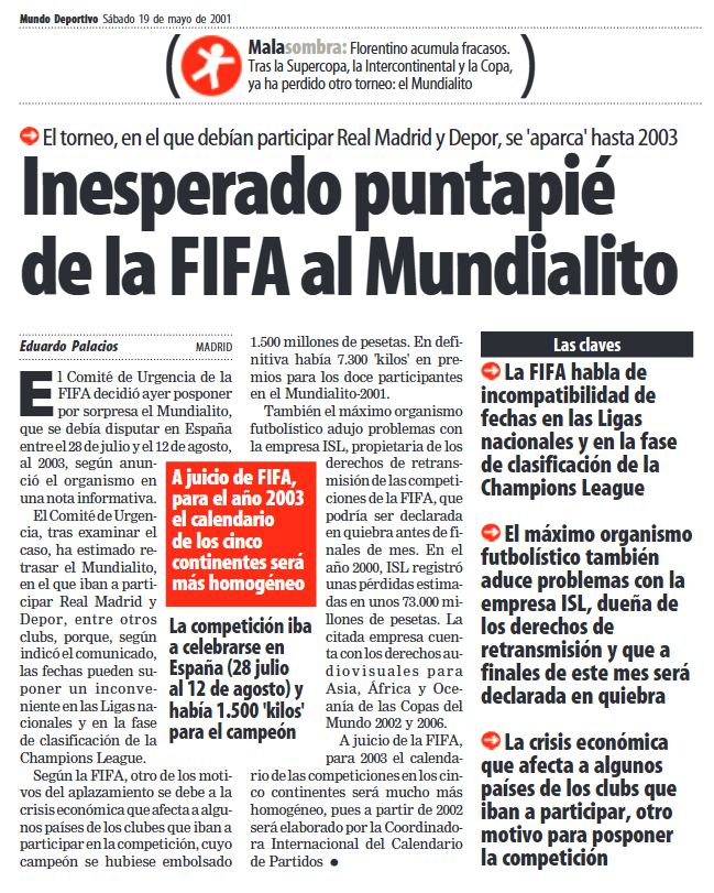 El Mundial de Clubes que nunca se jugó 6 Cancelacion Mundial Clubes 2001